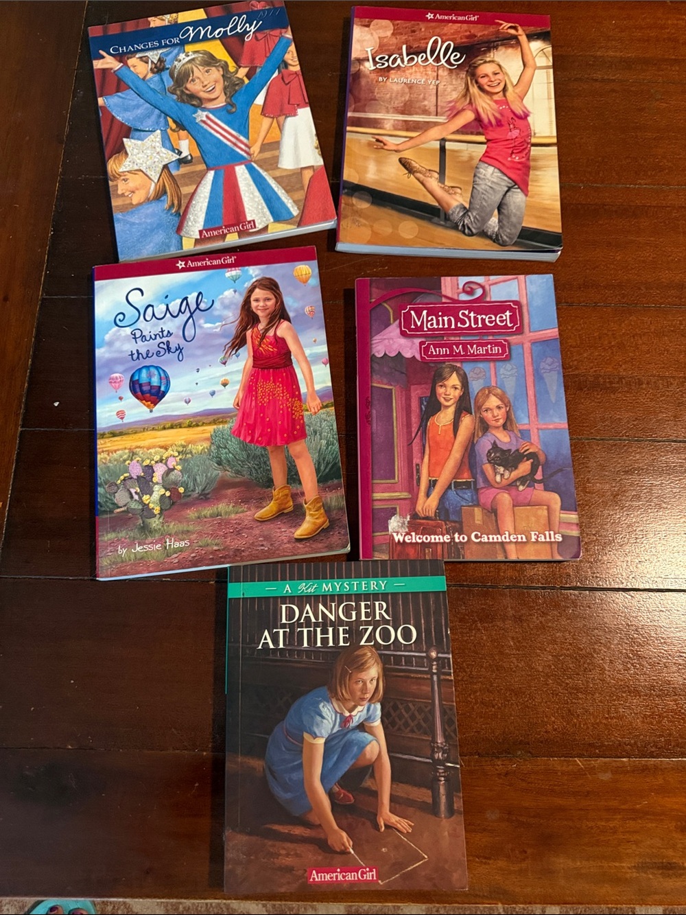 American Girl books set with bright blue and pink covers